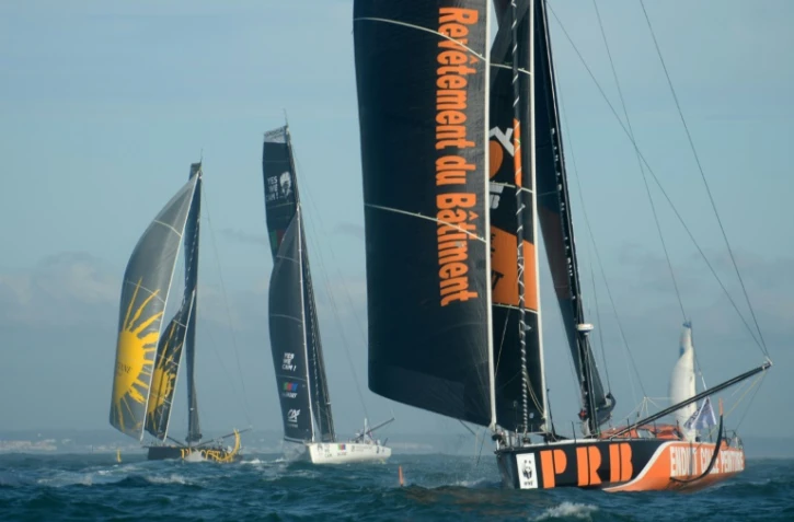 Les bateaux du Vendée Globe lors du départ du Vendée Globe dimanche 8 novembre 2020 aux Sables-d'Olonne