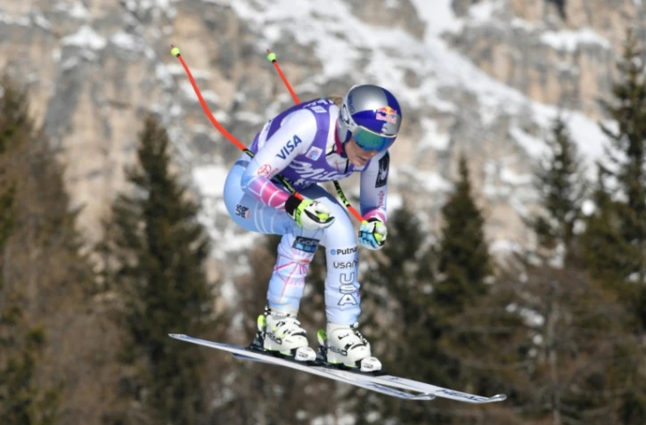 L'Américaine Lindsey Vonn lors de la descente de Cortina d'Ampezzo, le 20 janvier 2018