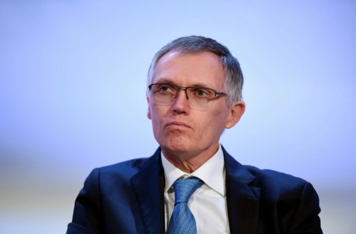 Le patron de PSA Carlos Tavares lors d'une conférence de presse à Paris, le 6 mars 2017