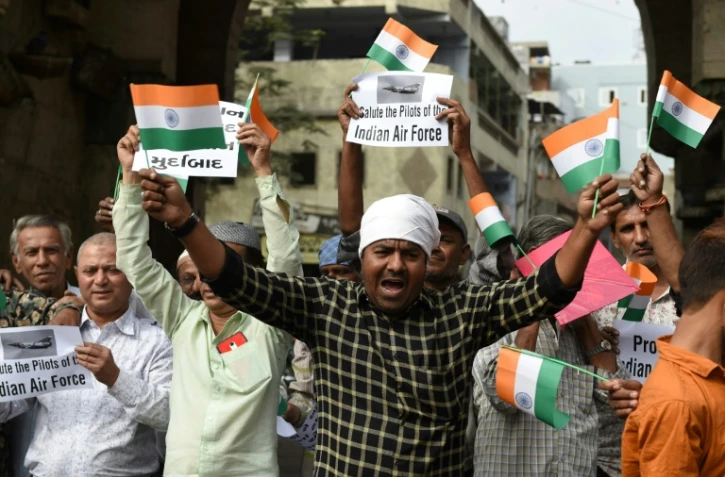 Manifestation contre le Pakistan, le 26 février 2019 à Ahmedabad, en Inde