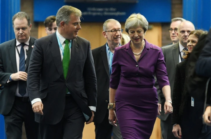 La Première ministre britannique Theresa May à Birmingham (centre de l'Angleterre) le 2 octobre 2018.