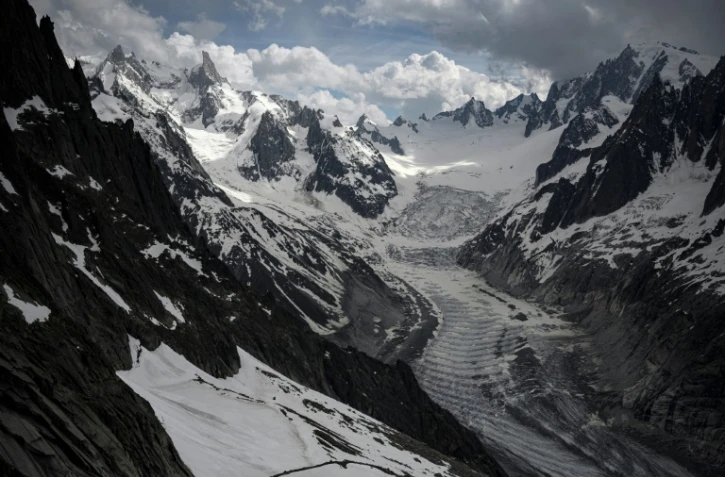 La Mer de Glace vue depuis le refuge de la Charpoua à Chamonix, le 19 juin 2019 