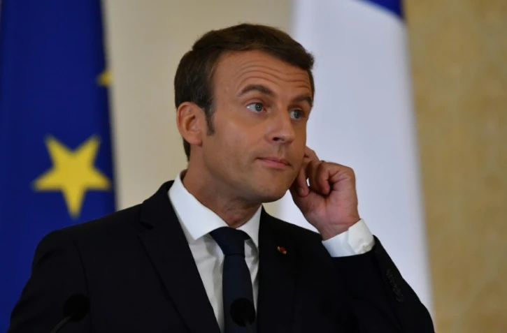 Emmanuel Macron lors d'une conférence de presse à Bucarest le 24 août 2017 pendant sa tournée en Europe de l'Est