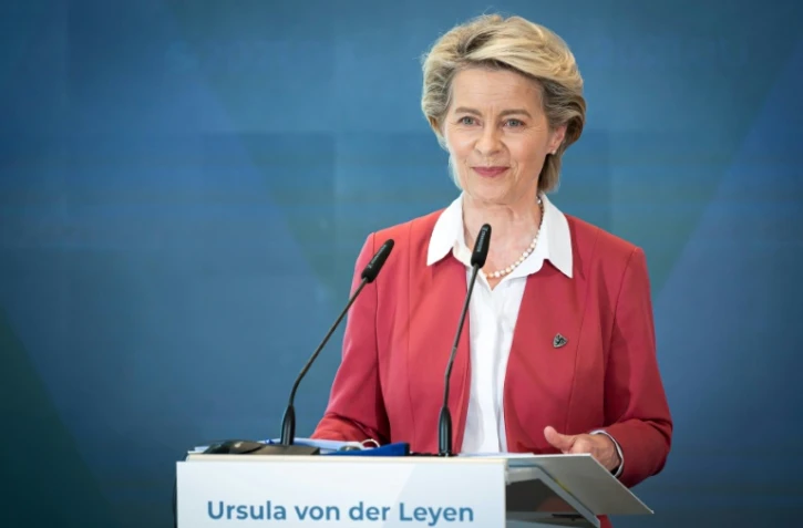La présidente de la Commission Ursula von der Leyen, à Brdo en Slovénie, le 1er juillet 2021, à l'occasion du début de la présidence slovène de l'Union européenne
