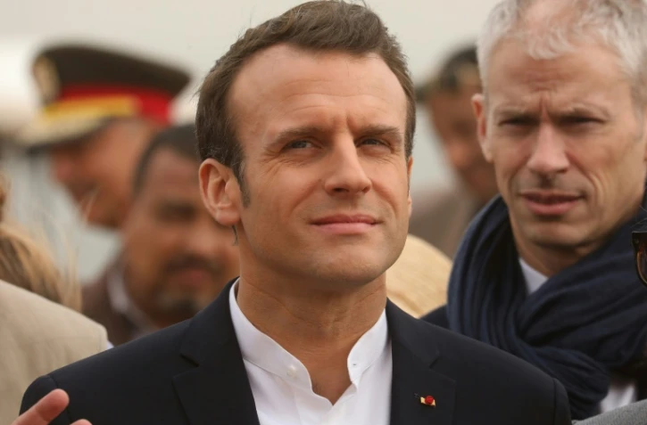 Emmanuel Macron lors d'une visite au temple d'Abou Simbel (Egypte) le 27 janvier 2019