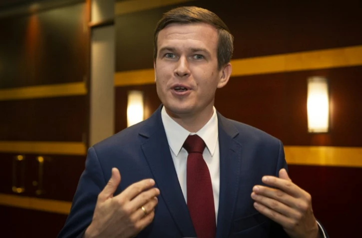 Le Ministre polonais des sports et du tourisme Witold Banka face à la presse sur la question du dopage à Montréal le 14 mai 2019