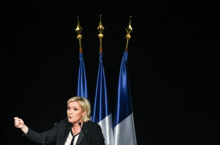 Marine Le Pen, la candidate FN à l'élection présidentielle, à Monswiller dans le nord-est de la France, le 5 avril 2017