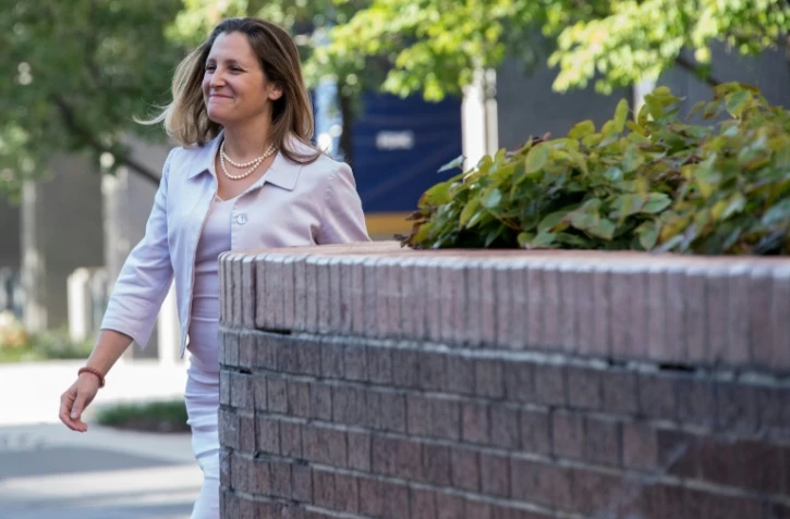 La ministre des Affaires Etrangères canadienne Chrystia Freeland avant une rencontre avec le représentant au Commerce américain Robert Lightizer à Washington DC, le 30 août 2018