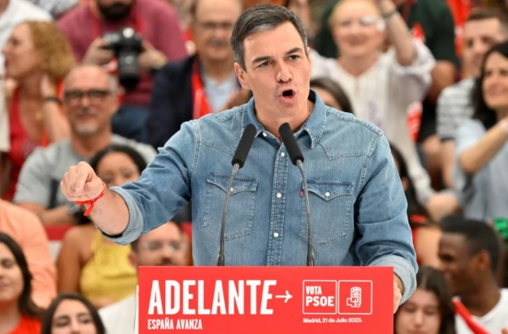 Le Premier ministre socialiste espagnol Pedro Sanchez lors d'un meeting à Getafe, le 21 juillet 2023