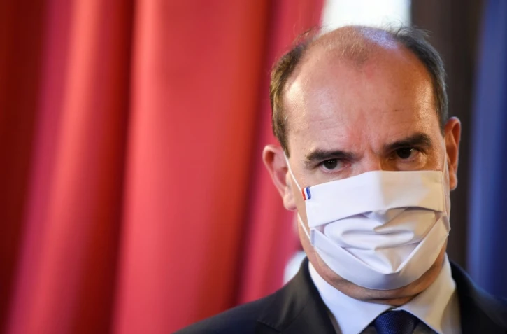Le Premier ministre Jean Castex, masqué, à Marseille le 24 octobre 2020