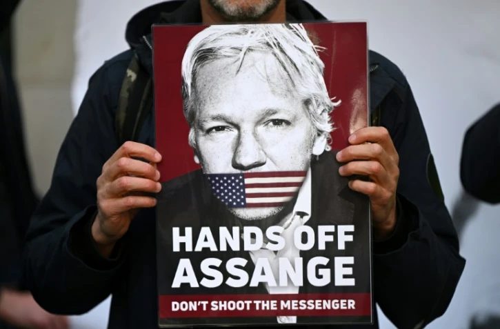 Manifestation pour la libération de Julian Assange le 20 avril 2022 à Londres
