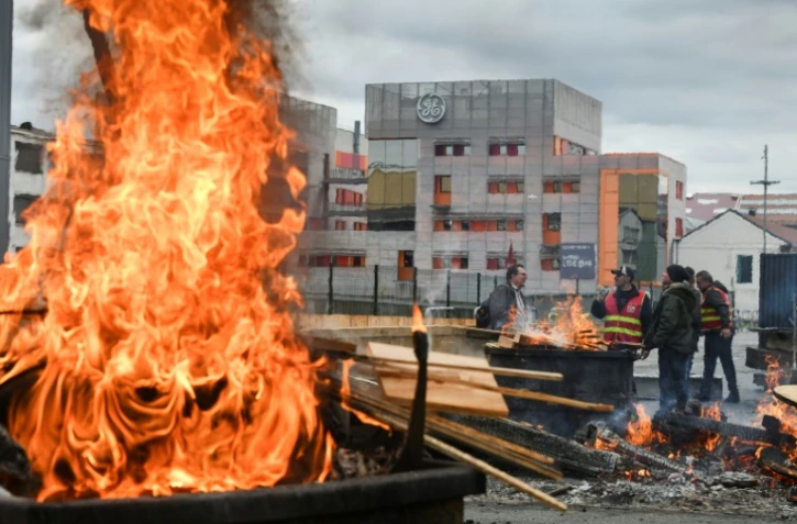 L'une des usines General Electric (GE) de Belfort le 19 octobre 2019, peu avant une manifestation