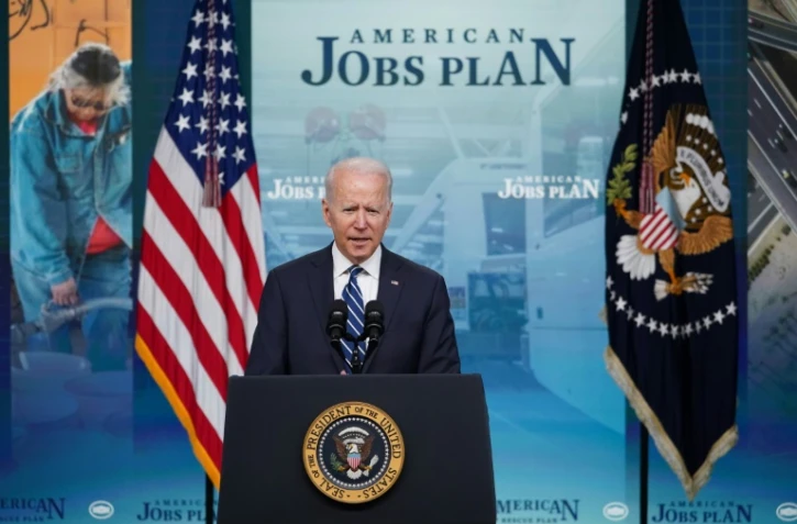 Le président américain Joe Biden lors d'une conférence de presse sur la situation de l'emploi aux Etats-Unis, le 2 juillet 2021 à la Maison Blanche, à Washington
