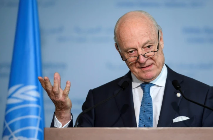 L'envoyé spécial de l'ONU pour la Syrie  Staffan de Mistura à Genève, le 31 mars 2017