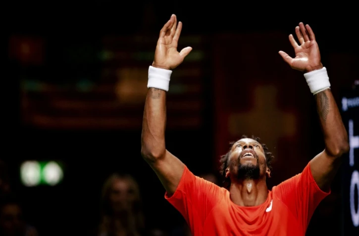 Le Français Gaël Monfils exulte après sa victoire en finale du tournoi de Rotterdam, le 17 février 2019 