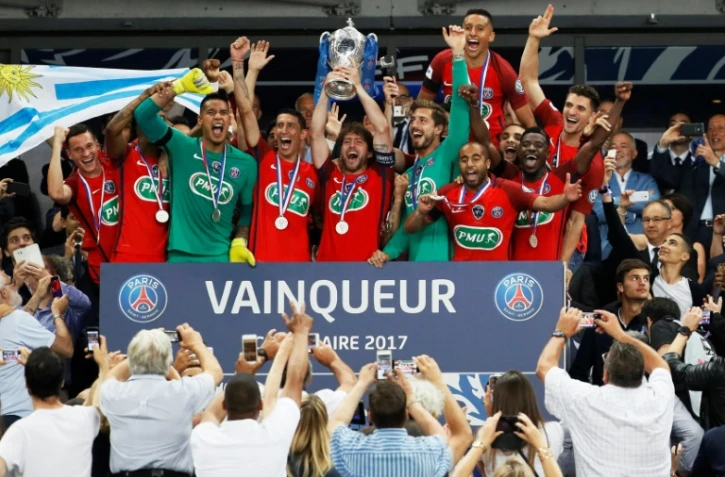 Le PSG vainqueur de la Coupe de France contre Angers, le 29 mai 2017 au Stade de France, remettra son titre en jeu à Rennes