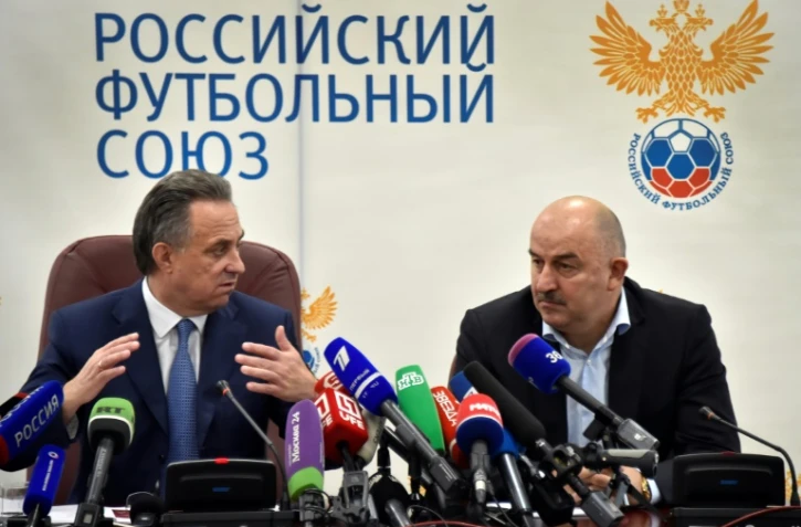 Le ministre russe des Sports Vitali Moutko lors de la présentation du sélectionneur Stanislav Tchertchessov, le 11 août 2016 à Moscou