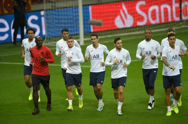 Des joueurs du PSG lors d'un entraînement avant son match contre le Galatasaray, à Istanbul le 30 septembre 2019
