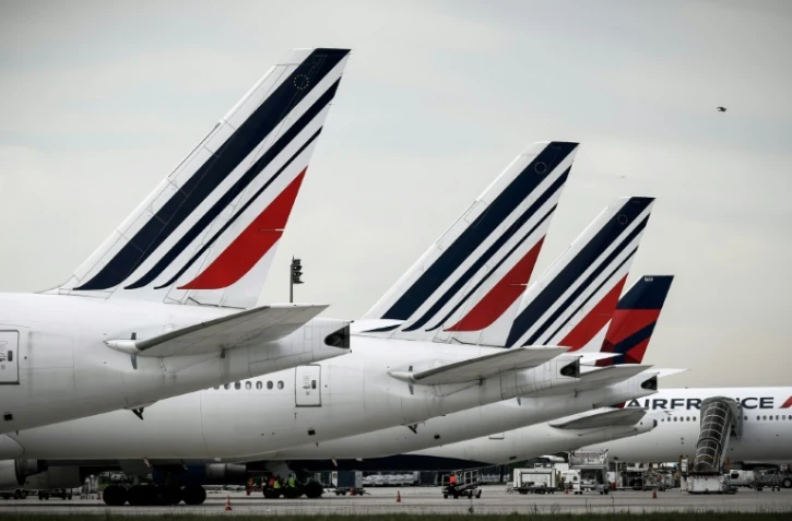 Des avions d'Air France sur le tarmac de l'aéroport de Charles de Gaulle, le 11 avril 2018 à Roissy, au nord de Paris