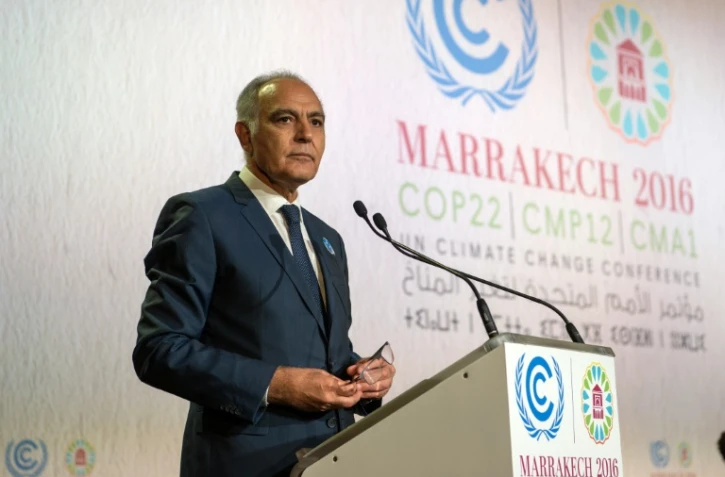 Le président de la COP22, Salaheddine Mezouar, durant la cérémonie d'ouverture du sommet, à Marrakech (Maroc), le 7 novembre 2016 