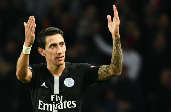 L'attaquant argentin du PSG Angel Di Maria vient de marquer contre Naples en Ligue des champions, le 24 octobre 2018 au Parc des Princes