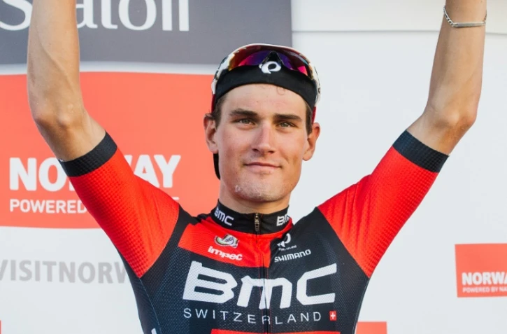 Silvan Dillier, le 16 août 2015 après sa victoire d'étape du Arctic Race of Norway à Narvik