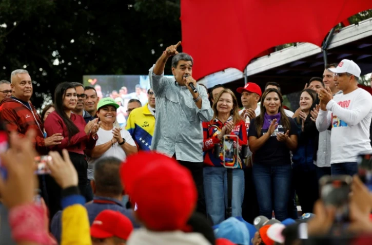 Le président vénézuélien Nicolas Maduro prend la parole pendant une manifestation à Caracas, le 28 août 2024