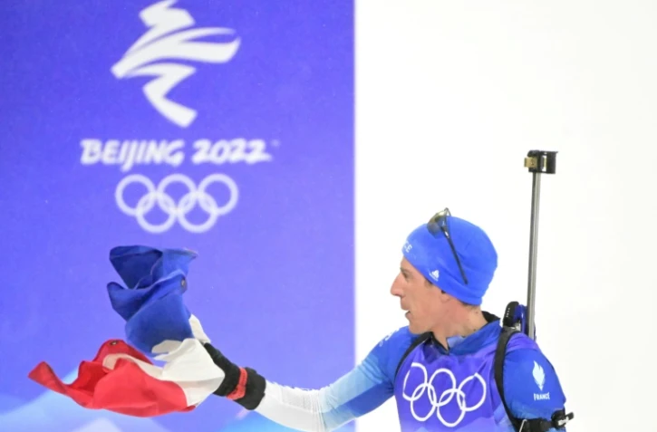 Quentin Fillon-Maillet, vainqueur de la poursuite des Jeux de Pékin, le 13 février 2022 à Zhangjiakou