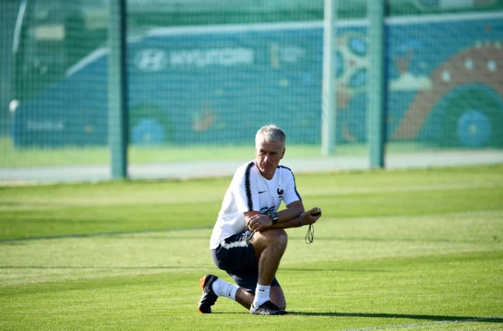 Le sélectionneur de l'équipe de France Didier Deschamps à l'entraînement le 27 juin 2018 à Istra, près de Moscou