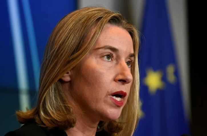 La cheffe de la diplomatie européenne, Federica Mogherini, le 16 octobre 2017 à Luxembourg