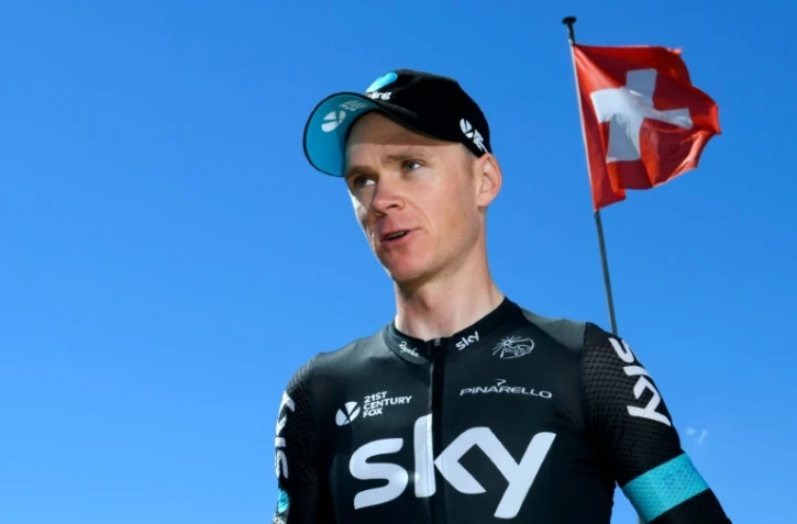 Le maillot jaune du Tour de France Christopher Froome, le 19 juillet 2016 Ă Hilterfingen en Suisse