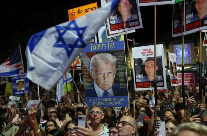 Rassemblement pour la libération des otages du Hamas à Tel-Aviv, en Israël, le 11 octobre 2025