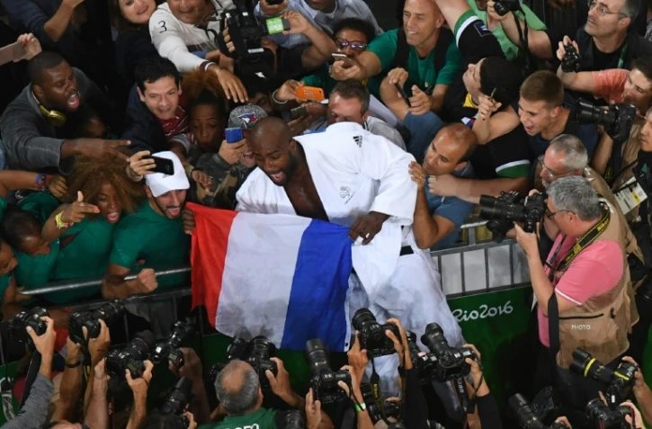 Le judoka français Teddy Riner célèbre sa victoire finale aux JO de Rio, le 12 août 2016