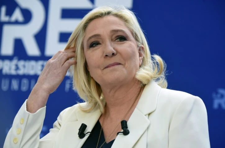 Marine Le Pen, candidate du RN à la présidentielle, présente son programme économique au Medef, le 21 février 2022 à Paris