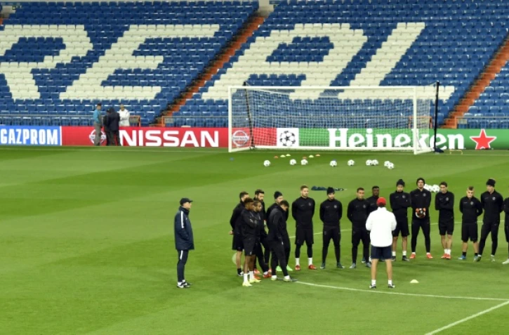 Les joueurs du PSG à l'entraînement au stade Santiago Bernabeu, le 2 novembre 2015