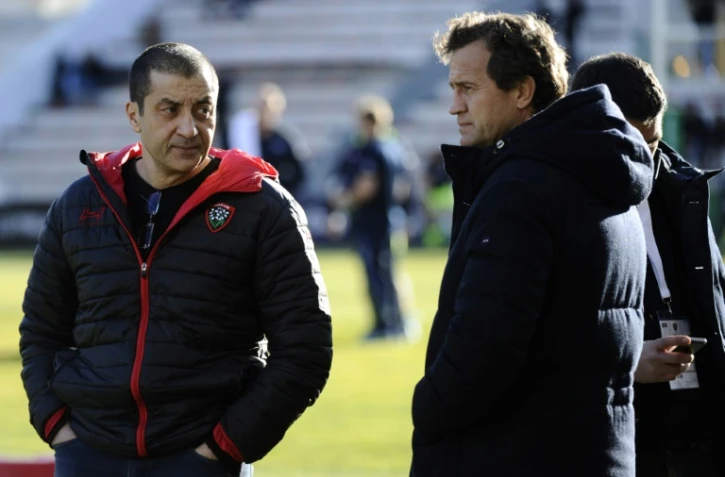 Fabien Galthié (d) avec le président du RCT Mourad Boudjellal, le 15 janvier 2017 au stade Mayol