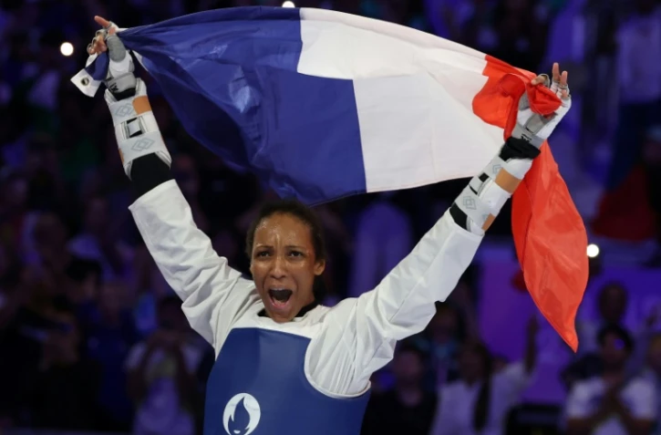 La Française Althéa Laurin, sacrée championne olympique en taekwondo, ayx JO de Paris, le 10 août 2024