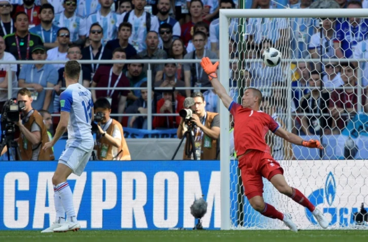 Le gardien de but de l'Islande Hannes Halldorsson contre l'Argentine au Mondial, le 16 juin 2018 à Moscou 
