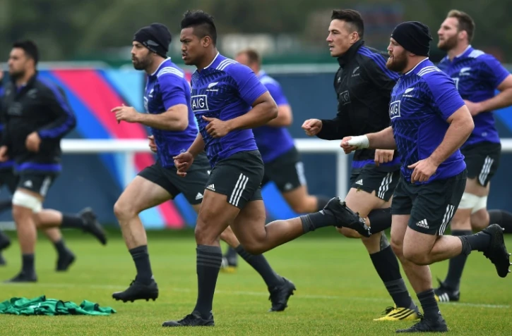 Les All Blacks à l'entraînement à Sunbury, à Londres, le 20 octobre 2015