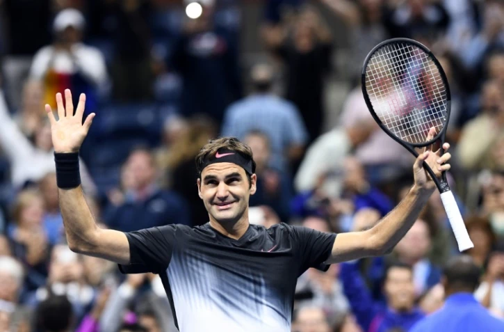 Le Suisse Roger Federer remporte le match contre l'Américain Frances Tiafoe, lors du 1er tour de l'US Open, le 29 août 2017 à New York