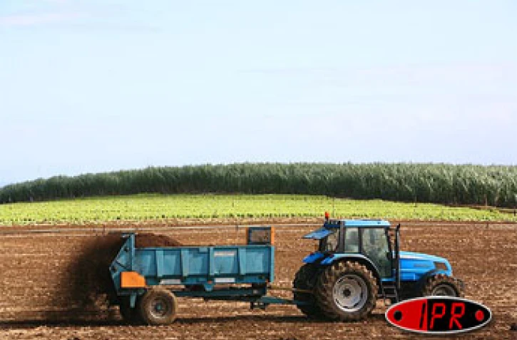 Démonstration d'épandage de fumiers  de bovins et de chevaux dans un champ de salades, agriculture
