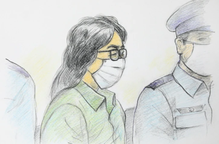 Ce croquis d'audience réalisé par Masato Yamashita le 30 septembre 2020 montre Takahiro Shiraishi, lors de son premier procès au tribunal de district de Tachikawa à Tokyo