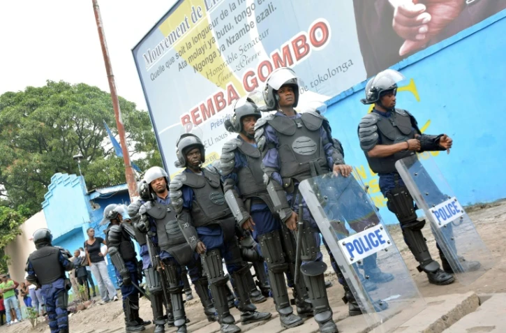 Des policiers congolais, le 12 janvier 2015 Ă Kinshasa