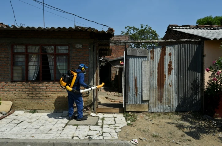 Opération d'éradication de moustiques porteurs du virus Zika, le 28 janvier 2016 à Cali en Colombie
