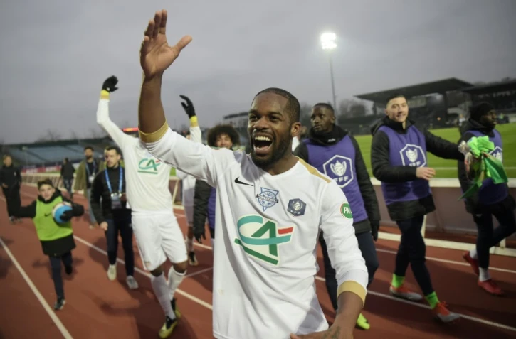 Les joueurs de l'Entente Sannois Saint-Gratien lors de la victoire face à Montpellier en 32e de finale de Coupe de France le 5 janvier 2019