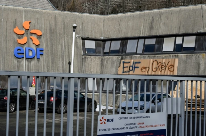 Grève à la centrale de Grand-Maison à Vaujany, dans l'Isère, le 22 janvier 2020