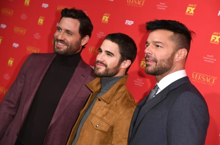Les acteurs Edgar Ramirez, Darren Criss et Ricky Martin lors de la première projection de "The Assassination of Gianni Versace, le 11 décembre 2017 à New York
