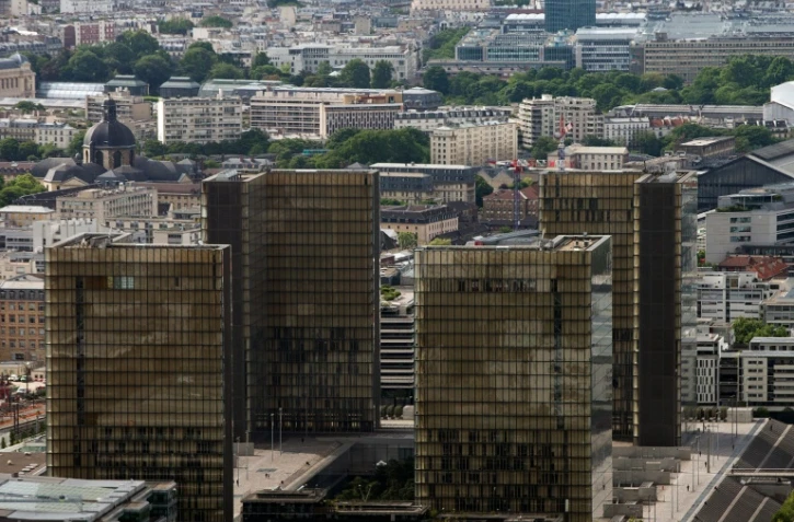 La Bibliothèque nationale de France à Paris, vue du ciel le 28 mai 2015