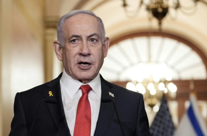 Le Premier ministre israélien Benjamin Netanyahu s'adresse à la presse au Capitole américain, à Washington, DC, le 7 février 2025