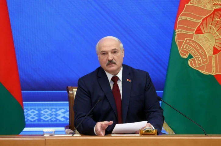 Le président bélarusse Alexandre Loukachenko lors d'une conférence de presse à Minsk, le 9 août 2021